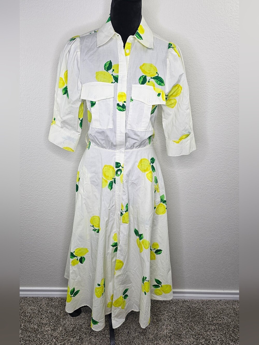 Essentiel Antwerp Darko lemon print shirt dress 34/2